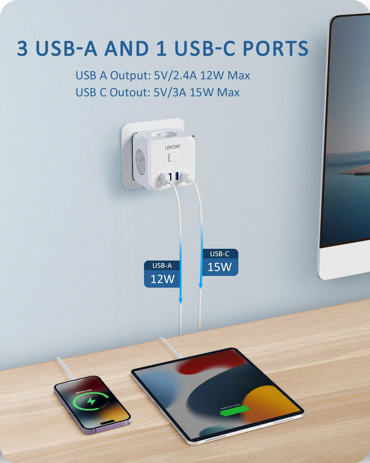 LENCENT™ 7-in-1 Wall Socket Extender